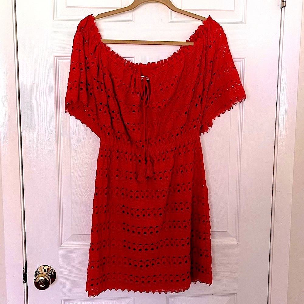 MAX STUDIO CROCHET DRESS, BURNT ORANGE COLOR, SIZE MEDIUM. SO CUTE!